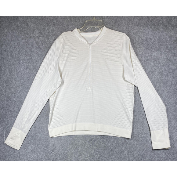 Lululemon Shirt Womens Large White Swifty Midweight Half Zip Long Sleeve - Picture 1 of 11